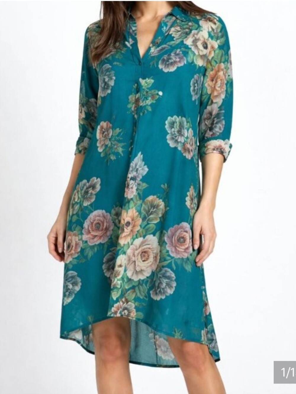Like New Johnny Was Teal Floral Viorel Dress